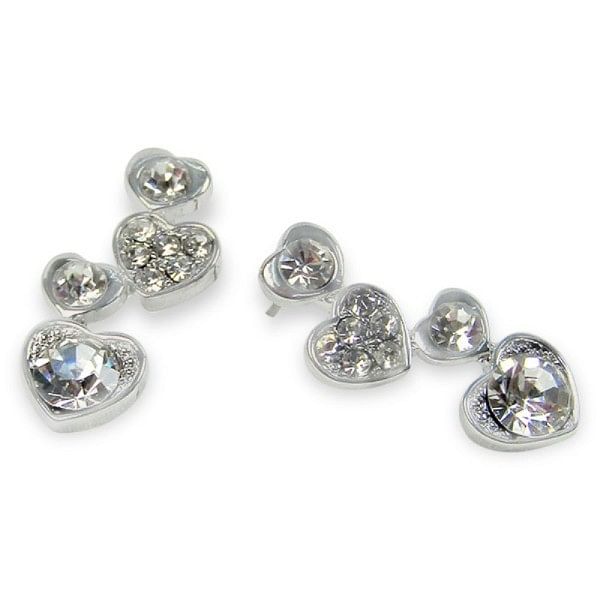 Stone Embellished Hearts Stud Earrings